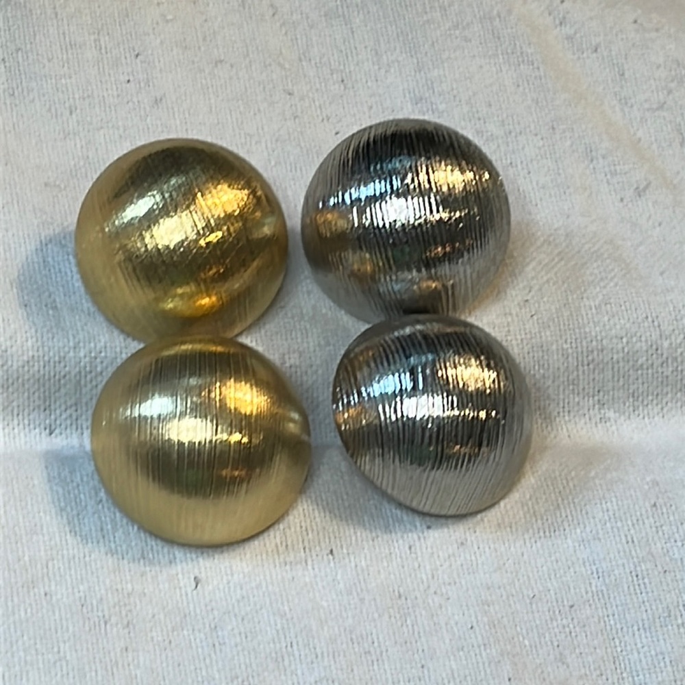 Two Pair of Fun Vintage Metallic Button Earrings (post not clip) in EUC!